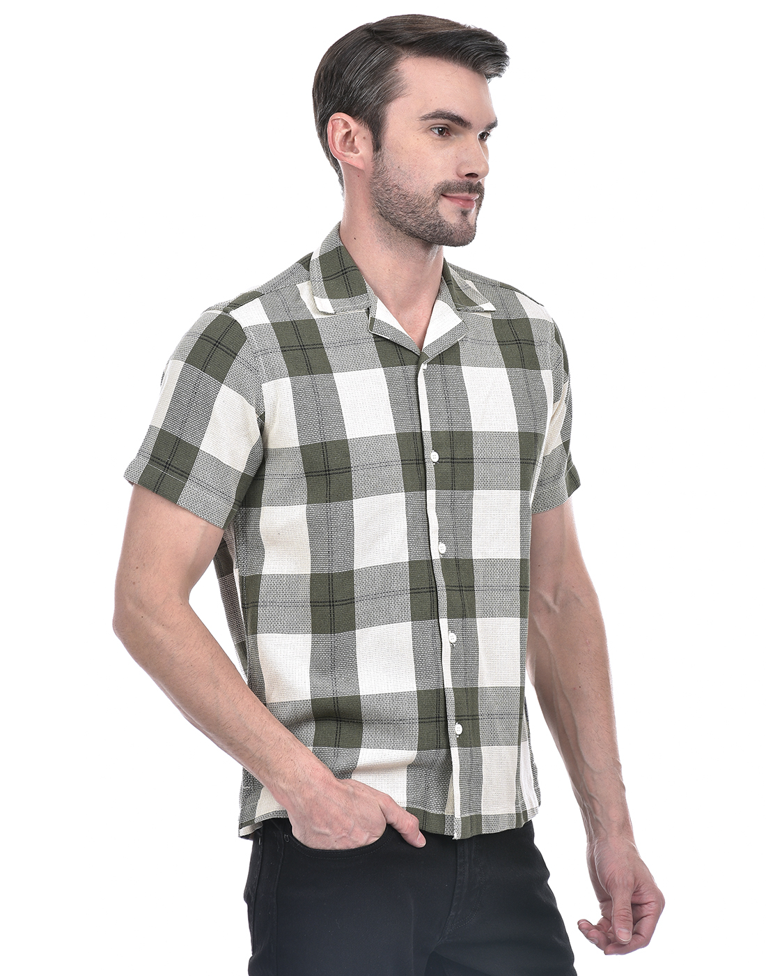 Numero Uno Men Checkered Green Shirt